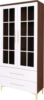 Witryna 2-drzwiowa i 2-szufladowa Hawana (biały lakier mat/orzech Foresta)