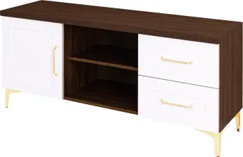 Stolik RTV Hawana (biały lakier mat/orzech Foresta) 