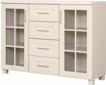 Komoda z witryną i szufladami Hawana (kaszmir lakier mat/kaszmir) 