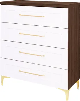 Komoda z 4 szufladami Hawana (biały lakier mat/orzech Foresta) 