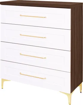 Komoda z 4 szufladami Hawana (biały lakier mat/orzech Foresta)