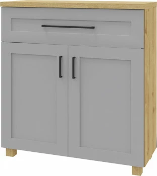 Komoda z drzwiczkami i szufladą Hawana (szary lakier mat/dąb soma ciemny) 