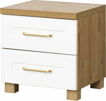 Stolik nocny Hawana (biały lakier mat/dąb Soma ciemny)