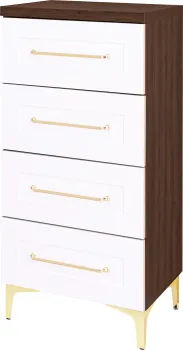 Komoda 50 z 4 szufladami Hawana (biały lakier mat/orzech Foresta) 