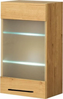 Szafka 40 górna witryna prawa matowa LED Bellona (dąb Soma ciemny)