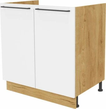 Szafka 80 dolna zlew Bellona (biały połysk/dąb Soma ciemny)