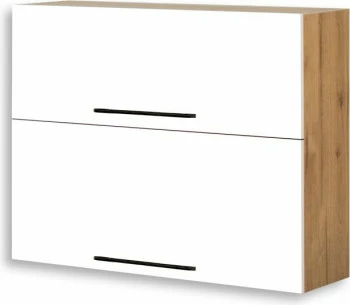 Szafka 90 górna dzielona Bellona (biały połysk/dąb Soma ciemny) 