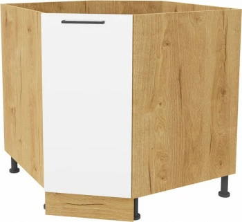 Szafka narożna dolna Bellona na kosz obrotowy (biały połysk/dąb Soma ciemny)
