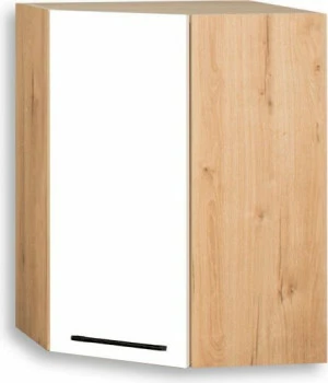 Szafka narożna górna Bellona (biały połysk/Dąb Soma ciemny)