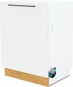 Dolna zabudowa zmywarki 60 Bellona (biały połysk/dąb Soma ciemny)