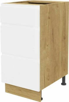 Szafka 40 dolna szufladowa Kampara (Biały lakier/dąb Soma ciemny)