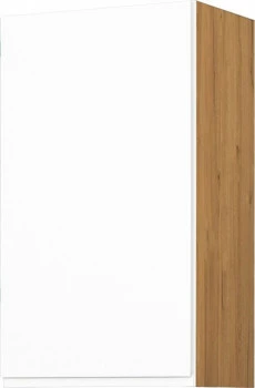 Szafka 40 górna lewa Kampara (Biały lakier/dąb Soma ciemny) 