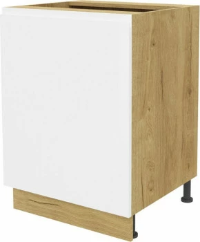 Szafka 60 dolna prawa Kampara pod zlew lub płytę grzewczą (Biały połysk/dąb Soma ciemny)