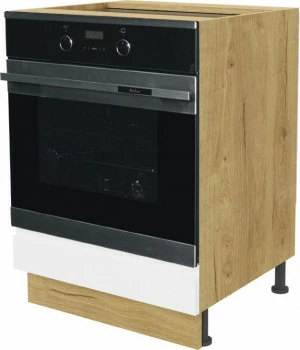 Szafka 60 dolna zabudowa piekarnika Kampara (Biały lakier/dąb Soma ciemny)