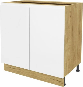 Szafka 80 dolna Kampara (Biały lakier/dąb Soma ciemny)