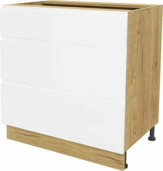 Szafka 80 dolna szufladowa Kampara (Biały lakier/dąb Soma ciemny) 
