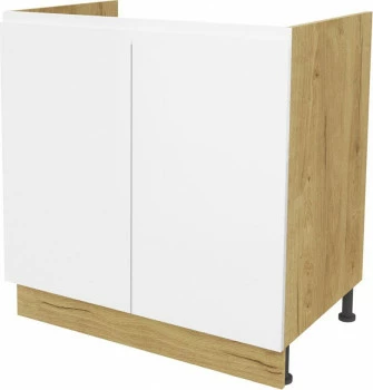 Szafka 80 dolna zlew Kampara (Biały lakier/dąb Soma ciemny)