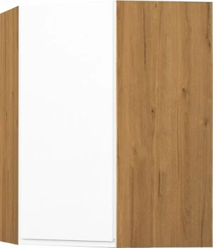 Szafka narożna górna Kampara (Biały lakier/dąb Soma ciemny)