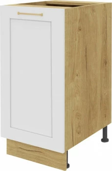 Szafka 40 dolna Laurencja na kosz do segregacji odpadów (biały lakier mat/dąb Soma ciemny)