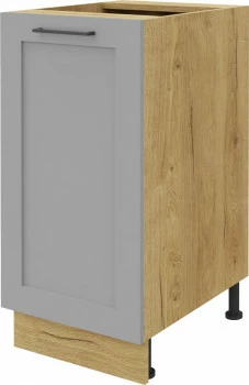 Szafka 40 dolna Laurencja na kosz do segregacji odpadów (szary lakier mat/dąb Soma ciemny) 