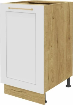 Szafka 45 dolna lewa Laurencja (biały lakier mat/dąb Soma ciemny)