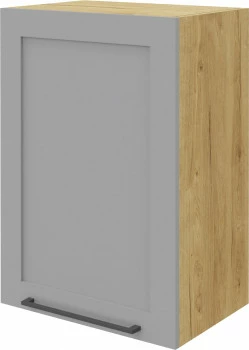 Szafka 50 górna lewa Laurencja (szary lakier mat/dąb Soma ciemny) 