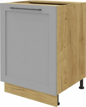 Szafka 60 dolna prawa Laurencja pod zlew lub płytę grzewczą (szary połysk mat/dąb Soma ciemny) 