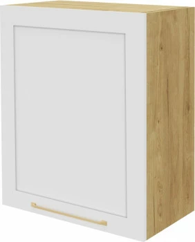 Szafka 60 górna lewa Laurencja (biały lakier mat/dąb Soma ciemny)