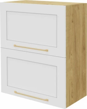 Szafka 60 górna dzielona Laurencja (biały lakier mat/dąb Soma ciemny) 