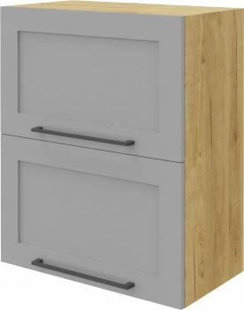 Szafka 60 górna dzielona Laurencja (szary lakier mat/dąb Soma ciemny) 