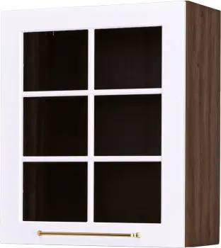 Szafka 60 górna witryna lewa Laurencja (biały lakier mat/orzech Foresta) 