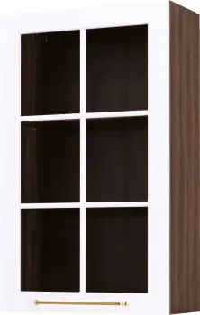 Szafka 60 witryna prawa wys.100cm. Laurencja (biały lakier mat/orzech Foresta) 