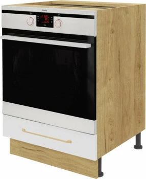 Szafka 60 dolna zabudowa piekarnika Laurencja (biały lakier mat/dąb Soma ciemny)