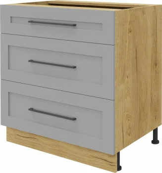 Szafka 80 dolna szufladowa Laurencja (szary lakier mat/dąb Soma ciemny) 