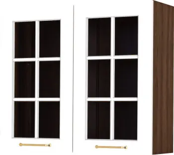 Szafka 80 górna witryna Laurencja (biały lakier mat/orzech Foresta) 