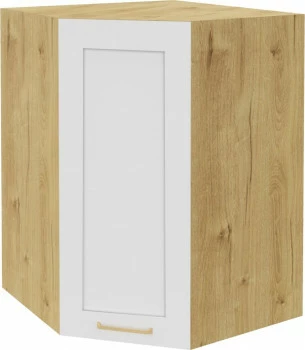 Szafka narożna górna Laurencja (biały lakier mat/dąb Soma ciemny) 
