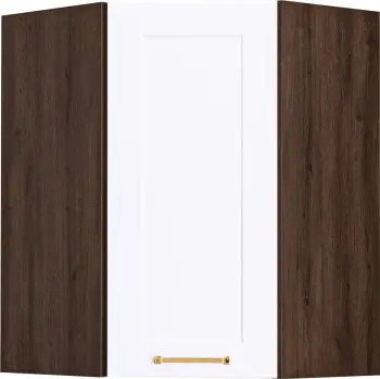 Szafka narożna górna Laurencja (biały lakier mat/orzech Foresta)