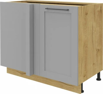 Szafka narożna dolna-prosta lewa Laurencja (szary lakier mat/dąb Soma ciemny) 