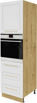 Wysoka zabudowa piekarnika lewa Laurencja (biały lakier mat/dąb Soma ciemny)