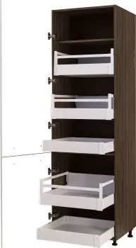 Zabudowa gospodarcza lewa z szufladami wewnątrz Loara (biały połysk/orzech Foresta) 