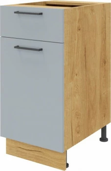 Szafka 40 dolna prawa z drzwiami i szufladą Monia z Easy Box (szary/dąb soma ciemny) 