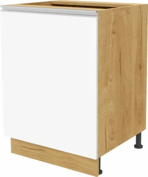 Szafka 60 dolna prawa pod zlew lub płytę grzewczą Monia (biały połysk/dąb Soma ciemny)