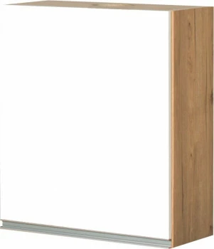 Szafka 60 górna lewa Monia nad okap teleskopowy (biały połysk/dąb Soma ciemny)