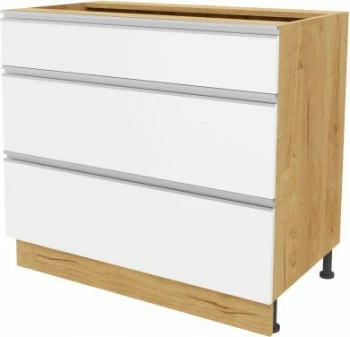 Szafka 90 dolna szufladowa Monia z easy box (biały połysk/dąb Soma ciemny) 