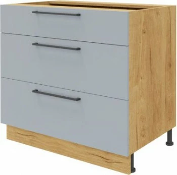 Szafka 90 dolna szufladowa Monia z easy box (szary/dąb Soma ciemny) 