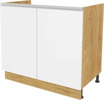 Szafka 90 dolna zlew Monia (biały połysk/dąb Soma ciemny) 