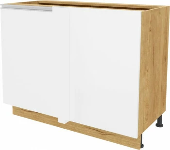 Szafka narożna dolna prosta prawa Monia (biały połysk/dąb soma ciemny)