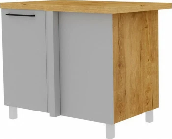 Szafka narożna dolna-prosta Cargo(nerka) prawa Monia (grafik/dąb Soma ciemny) z blatem