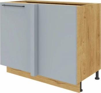 Szafka narożna dolna-prosta prawa Monia (szary/dąb Soma ciemny)