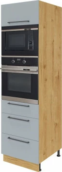 Wysoka zabudowa piekarnika/mikrofali Monia (szary/dąb Soma ciemny)